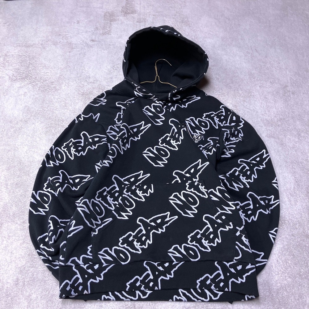 Vintage No Fear Pullover Hoodie‎ AOP Y2K Skater Motocross Punk Grunge Mens Small